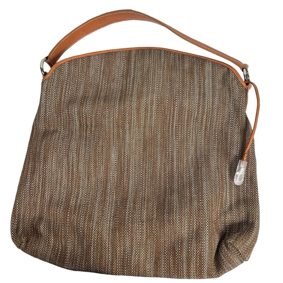 ECCO Leather Trimmed Textured Woven Tote Bag - Picture 1 of 8